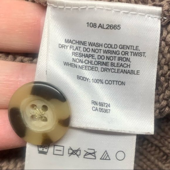 • Columbia Sweater Button Front Kangaroo Pocket 3/4 Sleeve Brown sw - Picture 9 of 9